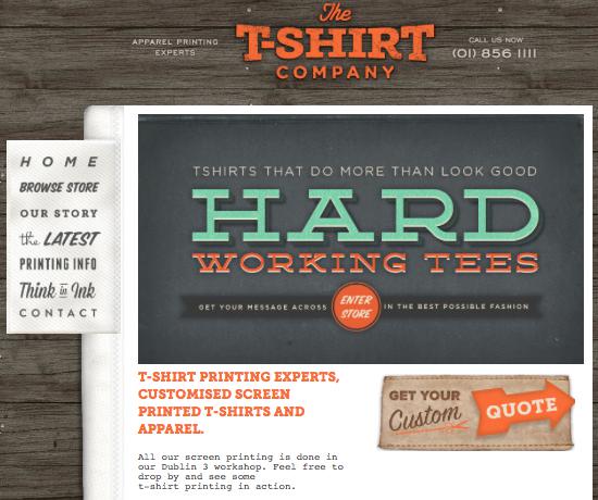 Tshirtcompany front page.
